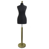 Display Guru Female Uk Size 12/14 Dressmakers Tailors Dummy Mannequin , Black Torso Bust with Gold Wood Round Base